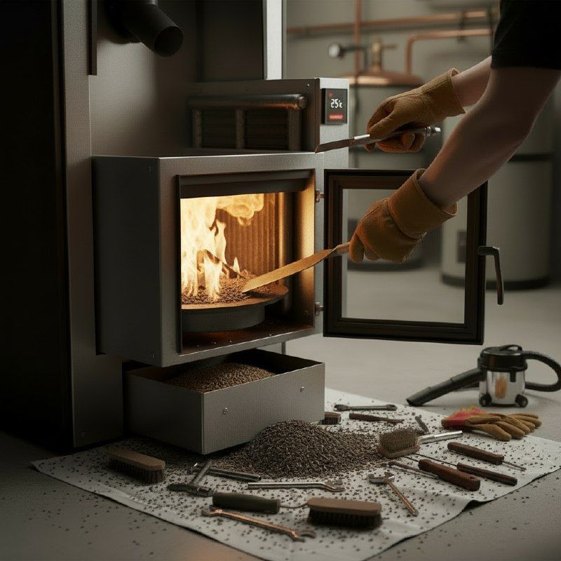 Обслуживание пеллетного котла своими руками — минимальный набор задач